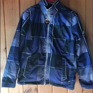 Purple plaid ski jacket